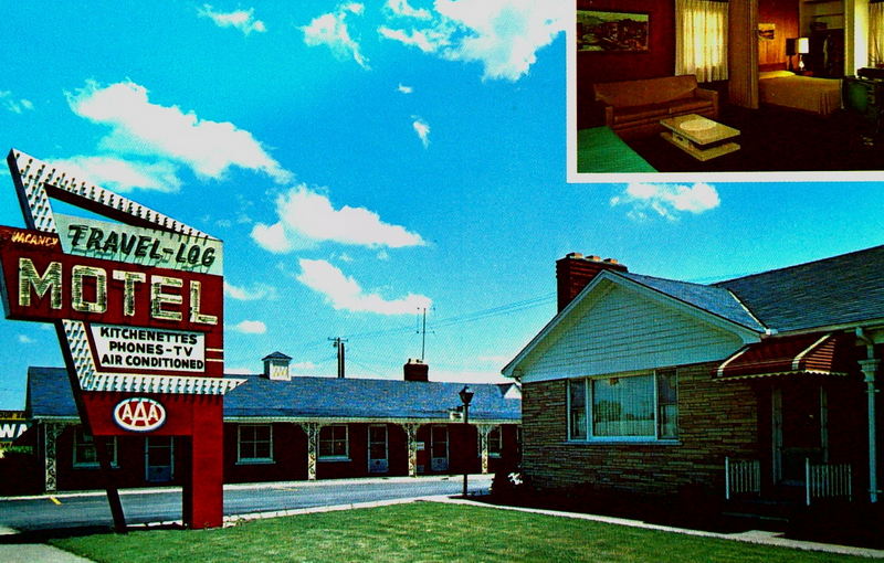 Travel Log Motel (Trav-A-Log Motel) - Old Postcard (newer photo)